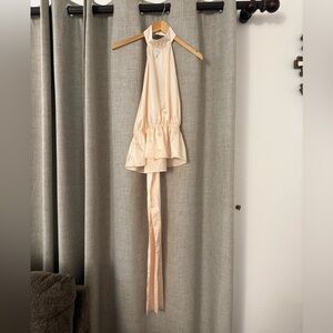 Elegant Cream Halter Top with string to tie